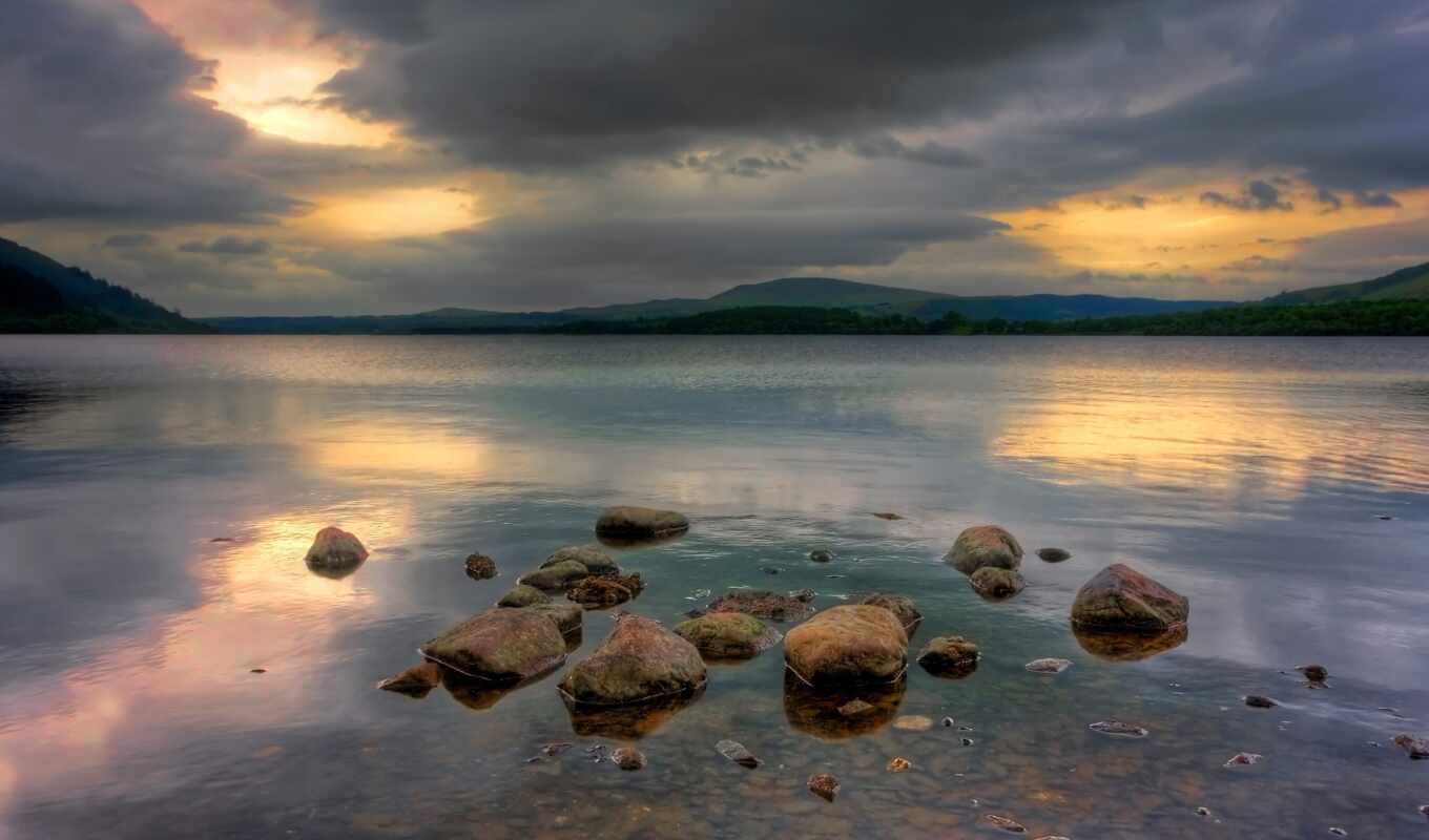 озеро, небо, iphone, full, камень, rock, plus