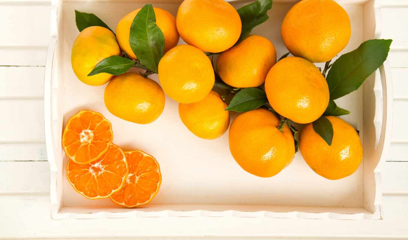 листва, плод, цитрус, tangerine