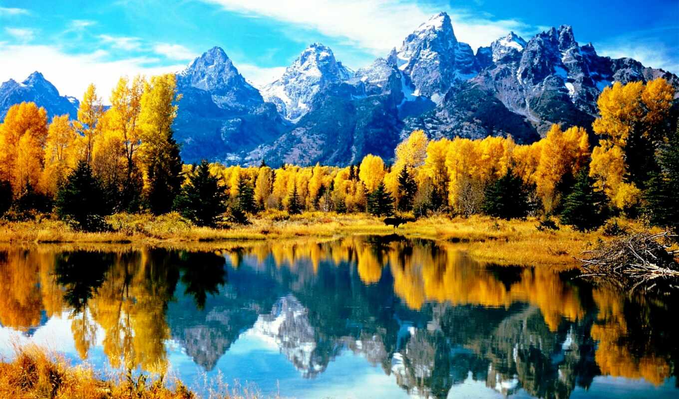 озеро, природа, лес, гора, landscape, осень