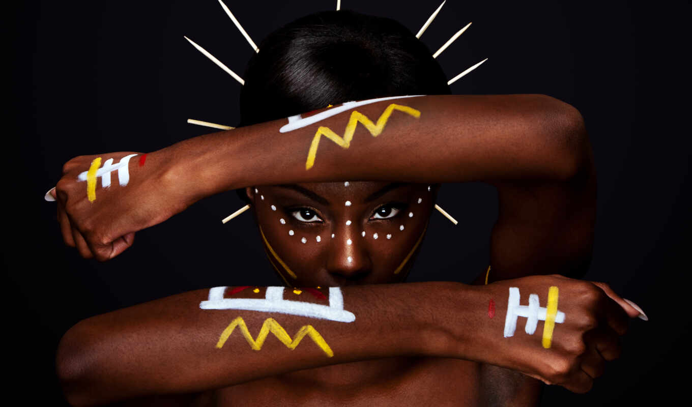 more, white, creative, dots, lines, red, girls, with, photography, tribal, yellow, face, hands, african, cultural, women, weapons, movies, sticks, make, tribal tribes, cosmetics