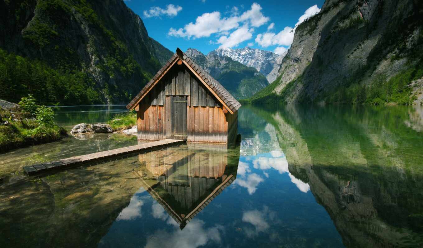 lake, nature, desktop, house, mountain, cabin, 4 1 2 1 2 1