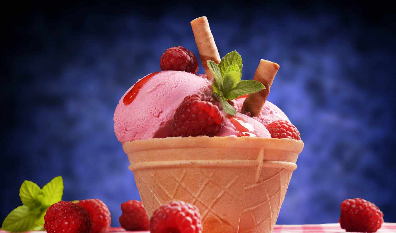 pink, dessert, raspberry, release, berry, quantity, still-life, waffle, ice cream, myat