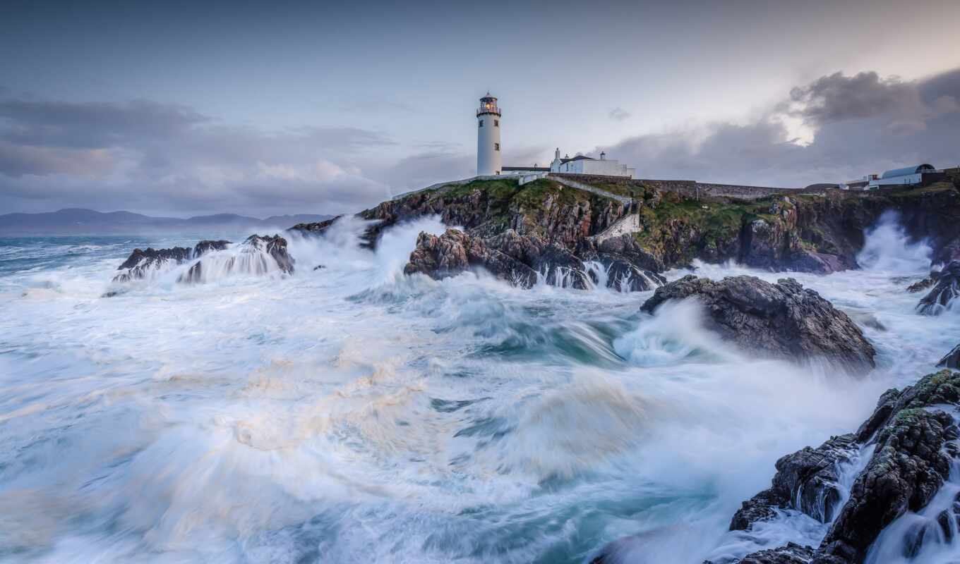ireland, побережье, lighthouse, water, море