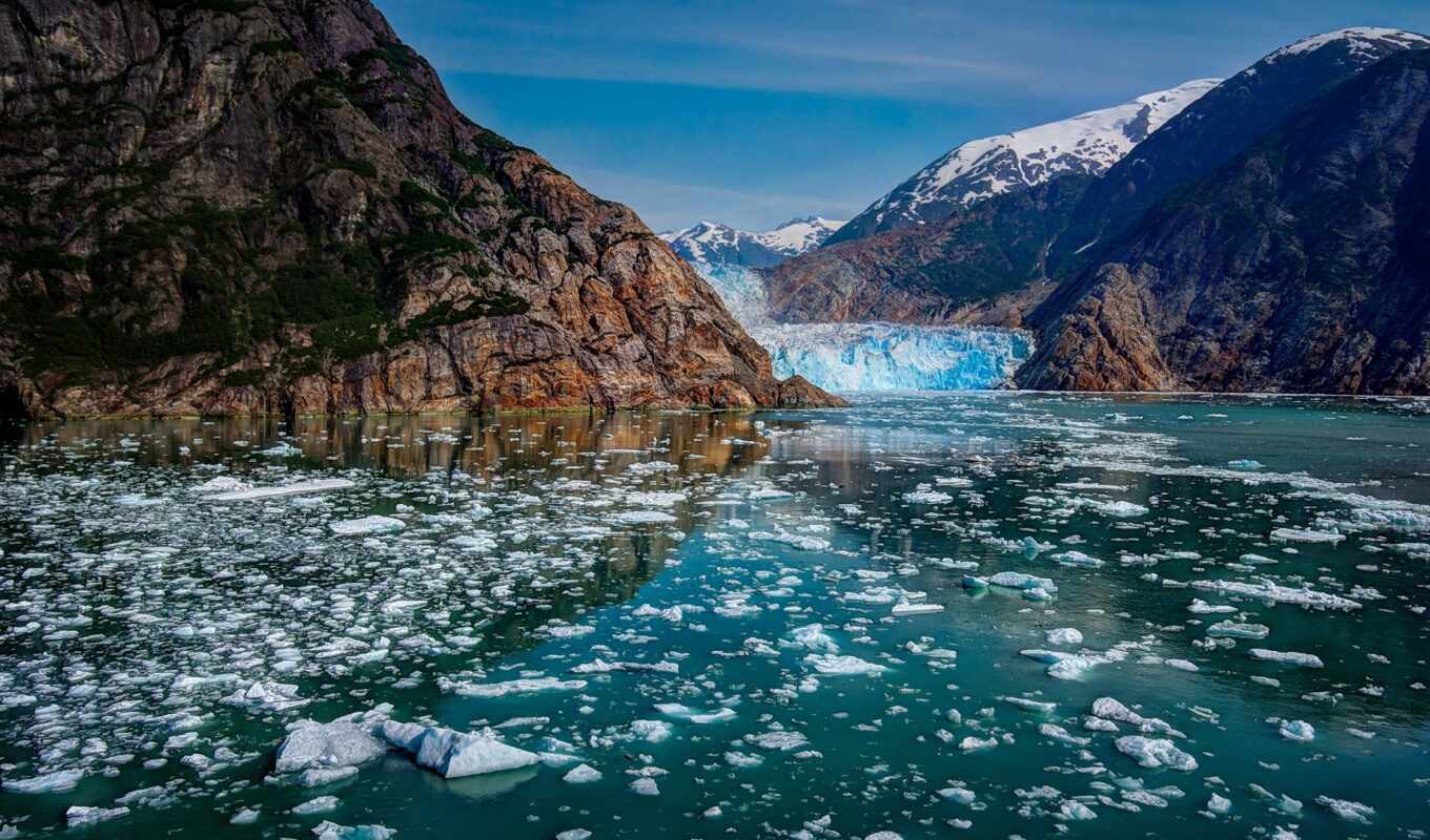 background, ice, mountain, park, river, glacier, national, south, alaska, bay, pylar