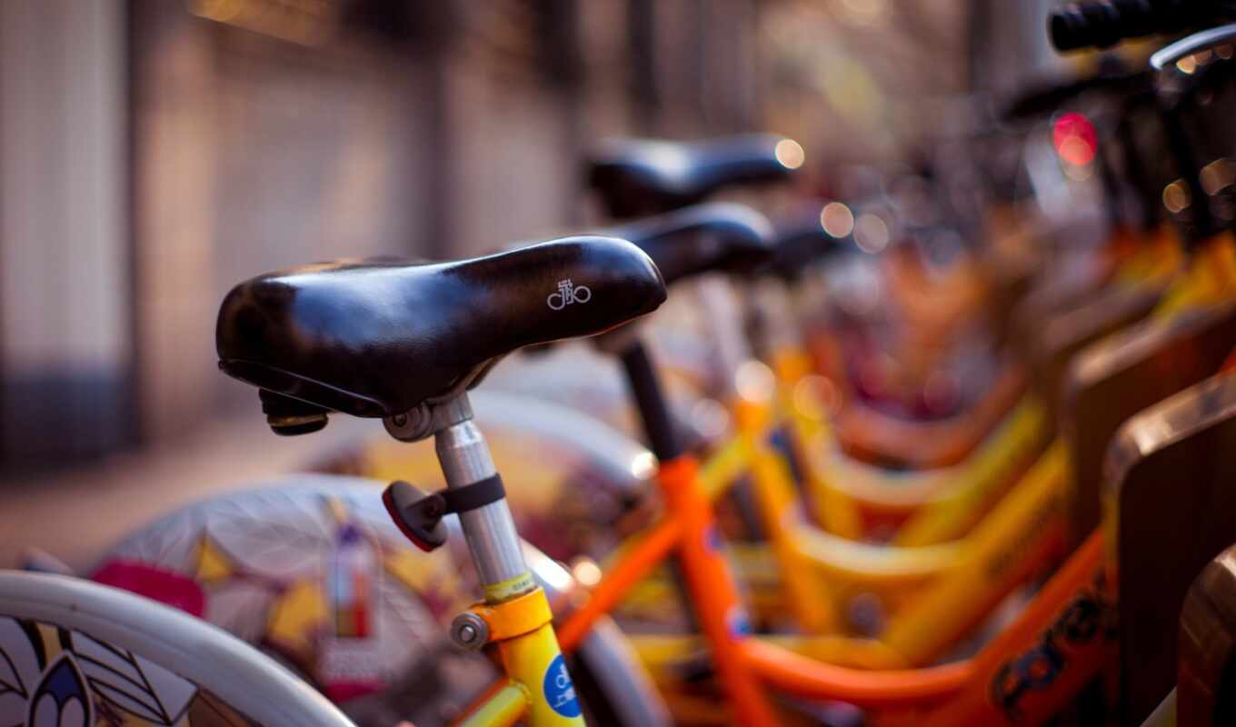 улица, different, bike, yellow, велосипед, размытие, shirokoformatnyi, polnoekrannyi