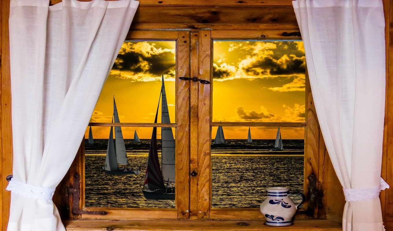landscape, sailboat