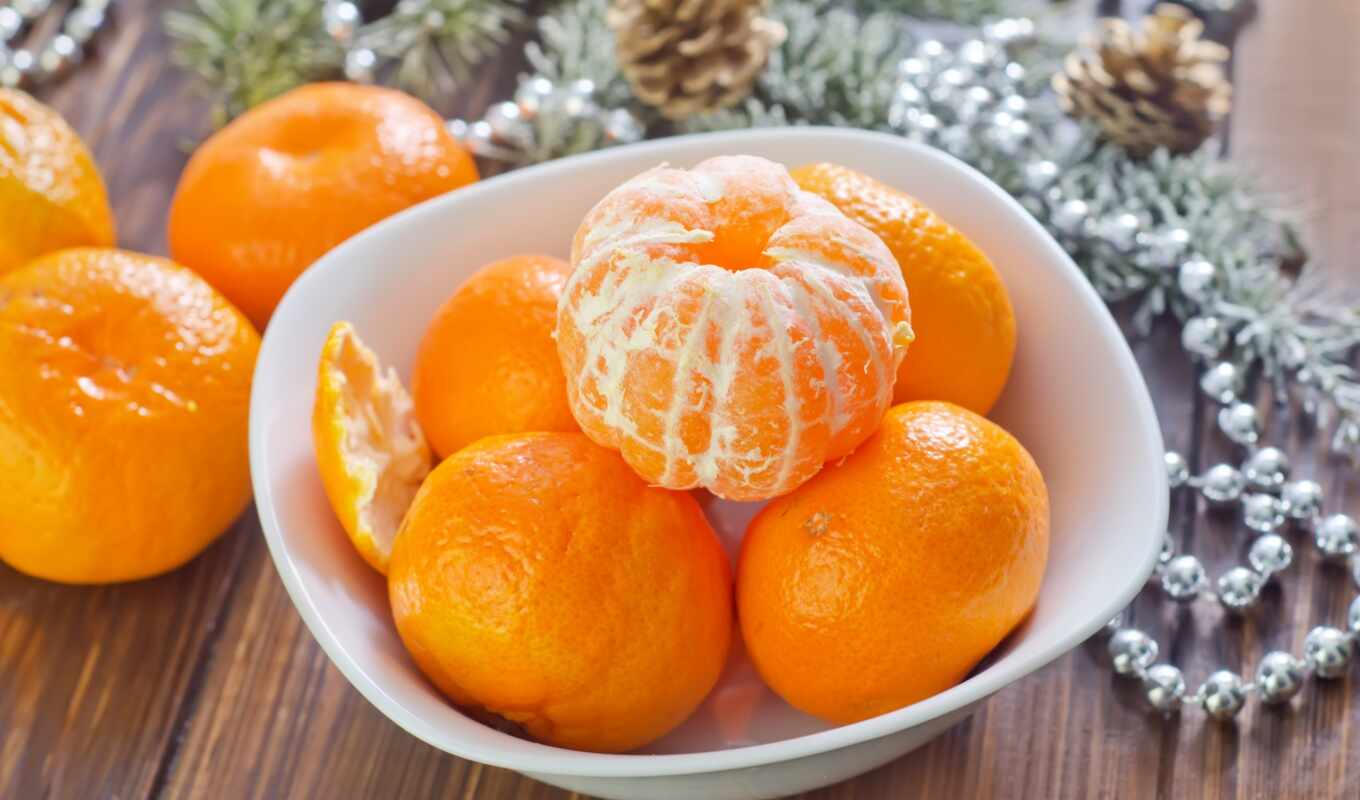 new, палуба, столик, branch, праздник, цитрус, новый год, tangerine