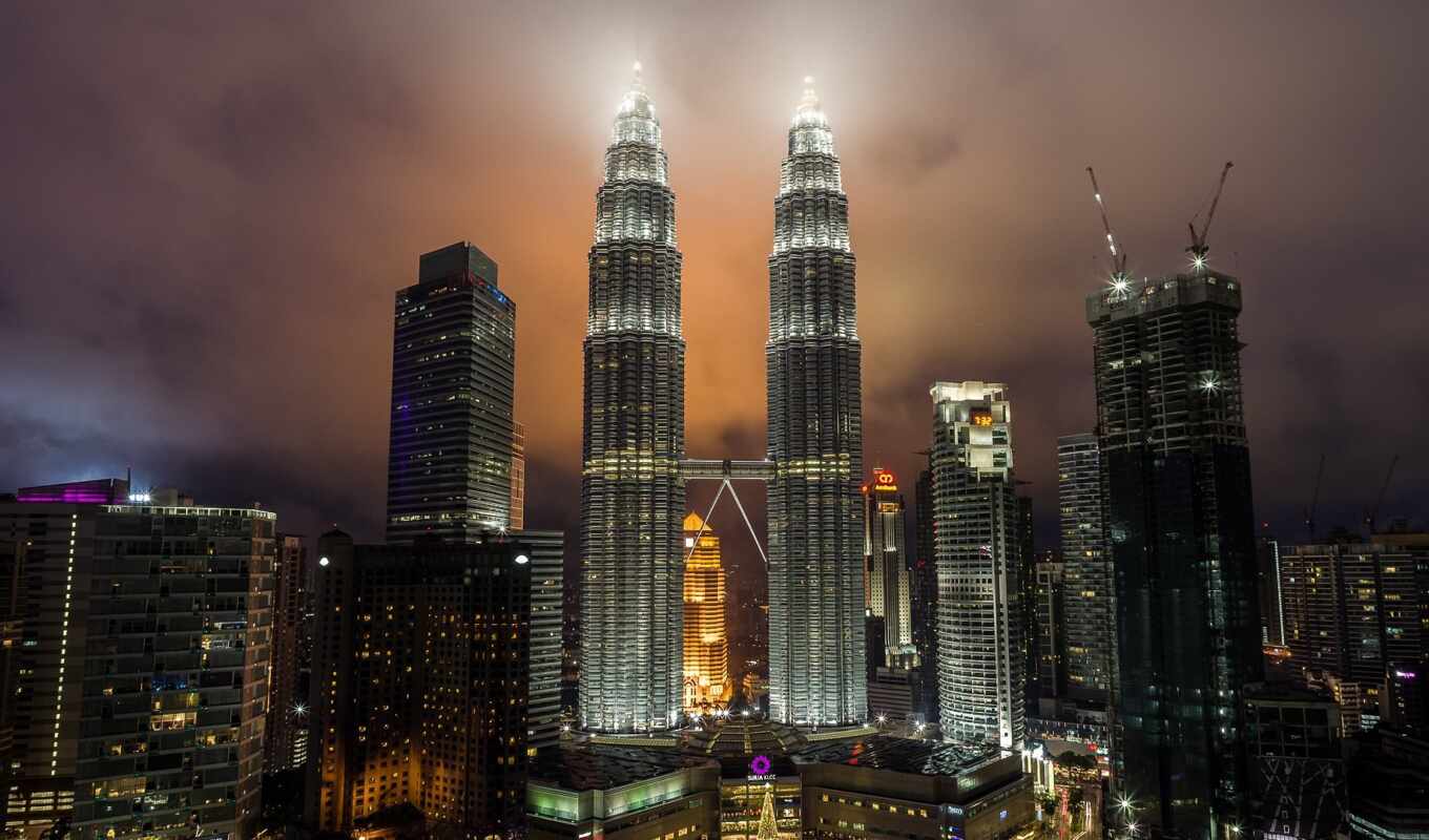 club, город, ночь, огни, malaysia, башня, prirodoznavstvo