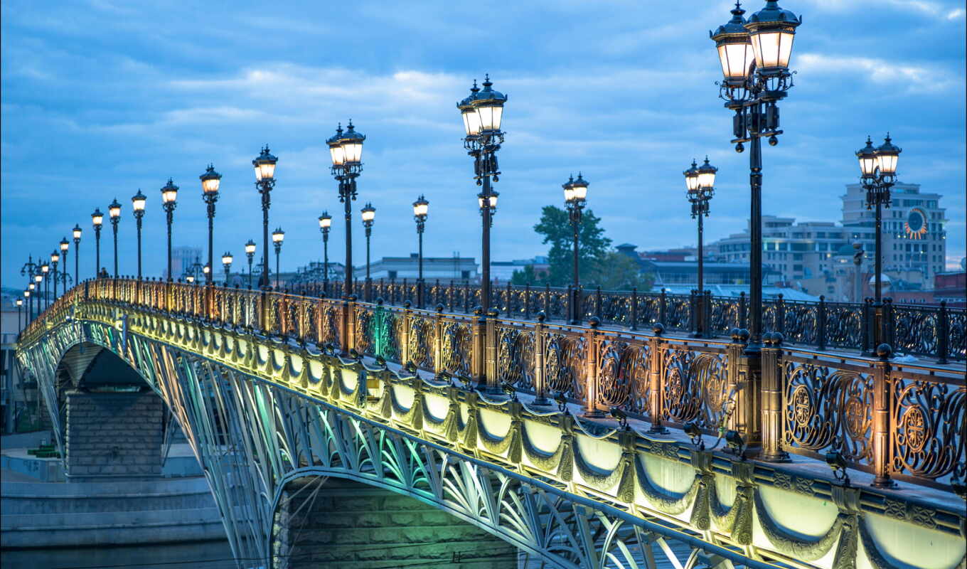 Bridge, moscow, Russia, river, lantern