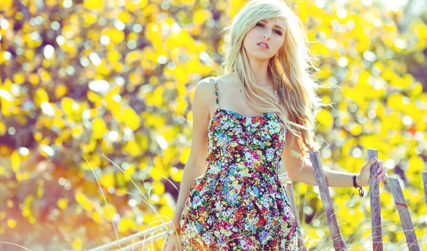 цветы, девушка, summer, женщина, blonde, платье, осень, cvety