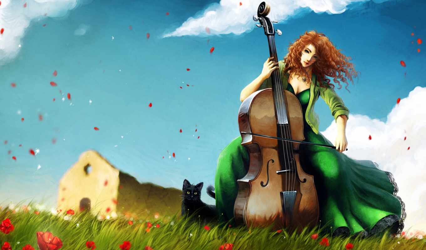 girl, яndex, music, is playing, cello, drawings, collections, tools, characteristics
