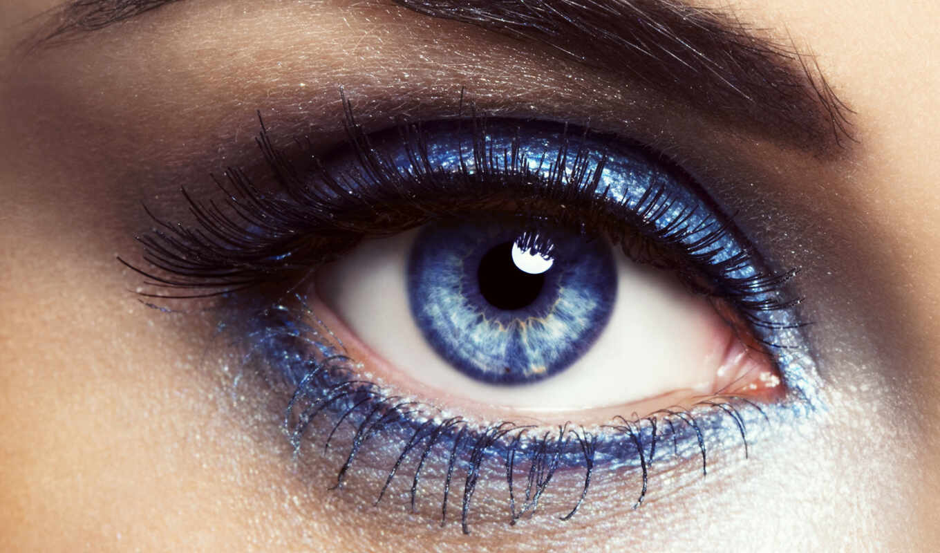 blue, view, girl, eye, light, macro, makeup, pupil, eyelashes, eyebrow