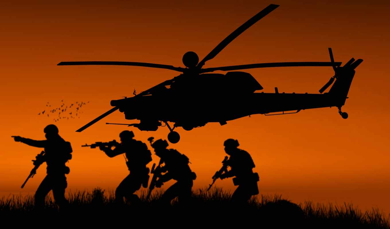 sunset, a shadow, military, soldier, weapons