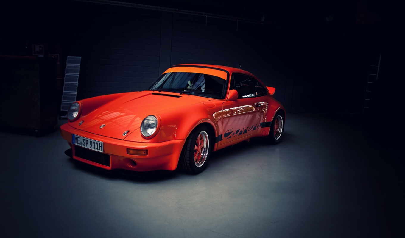 desktop, Porsche, orange, garage, race