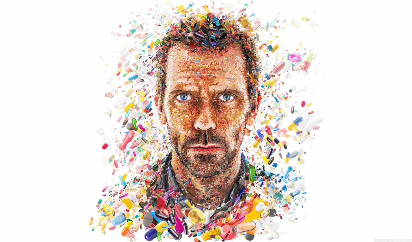 Hugh, eyes, tablet, doctor, capsules, Gregory, medicine, house, photo collage, jersey, lory