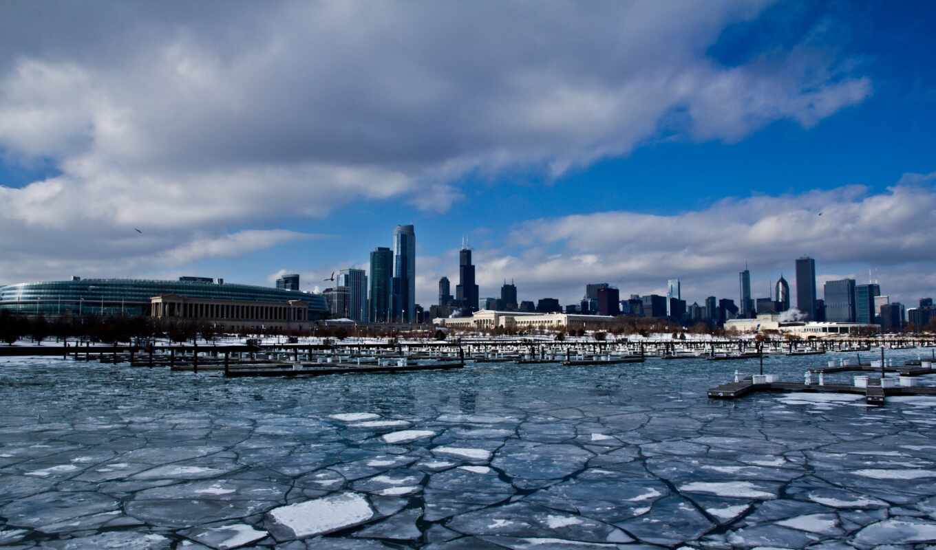 winter, usa, island, illinois, chicago, the skyscraper, northerly
