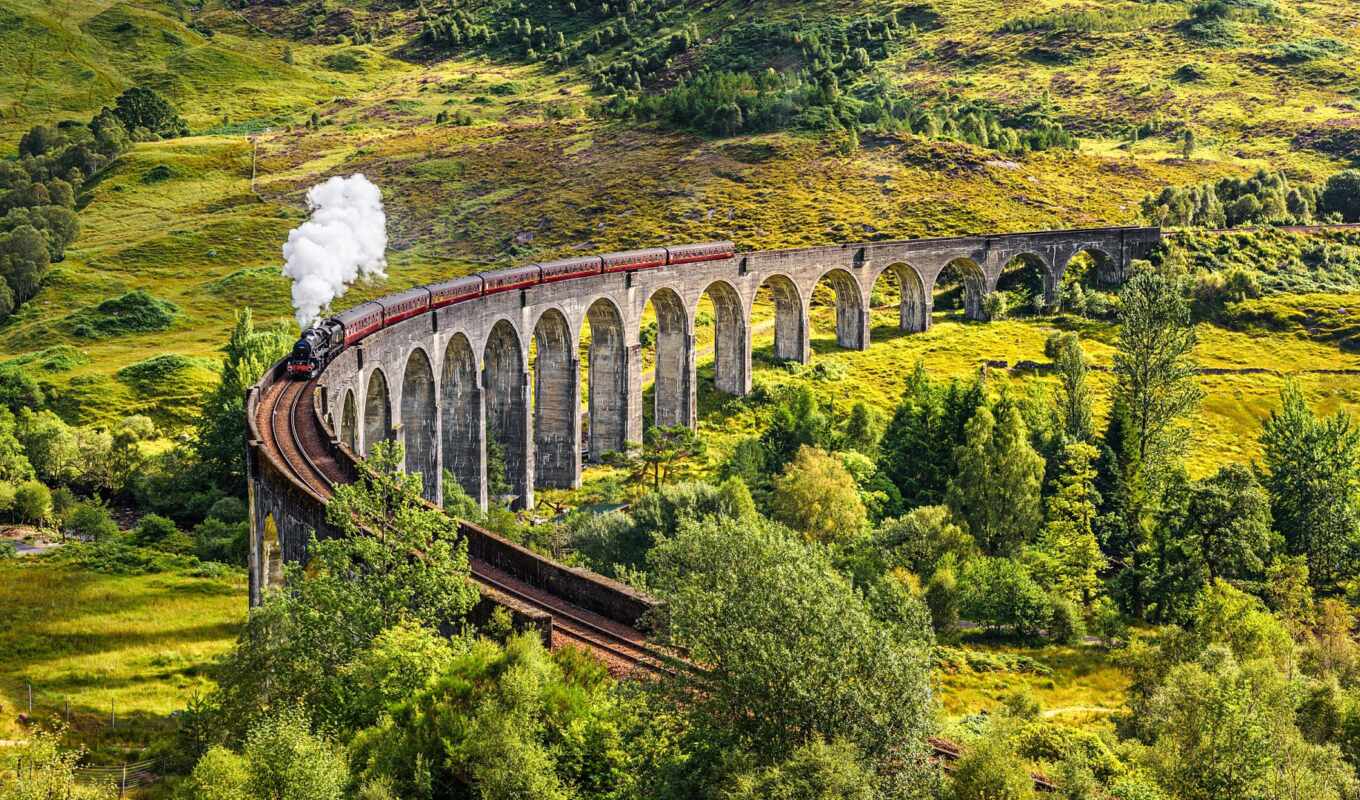 поезд, форт, william, real, шотландия, run, steam, scotia, высокий, jacobite