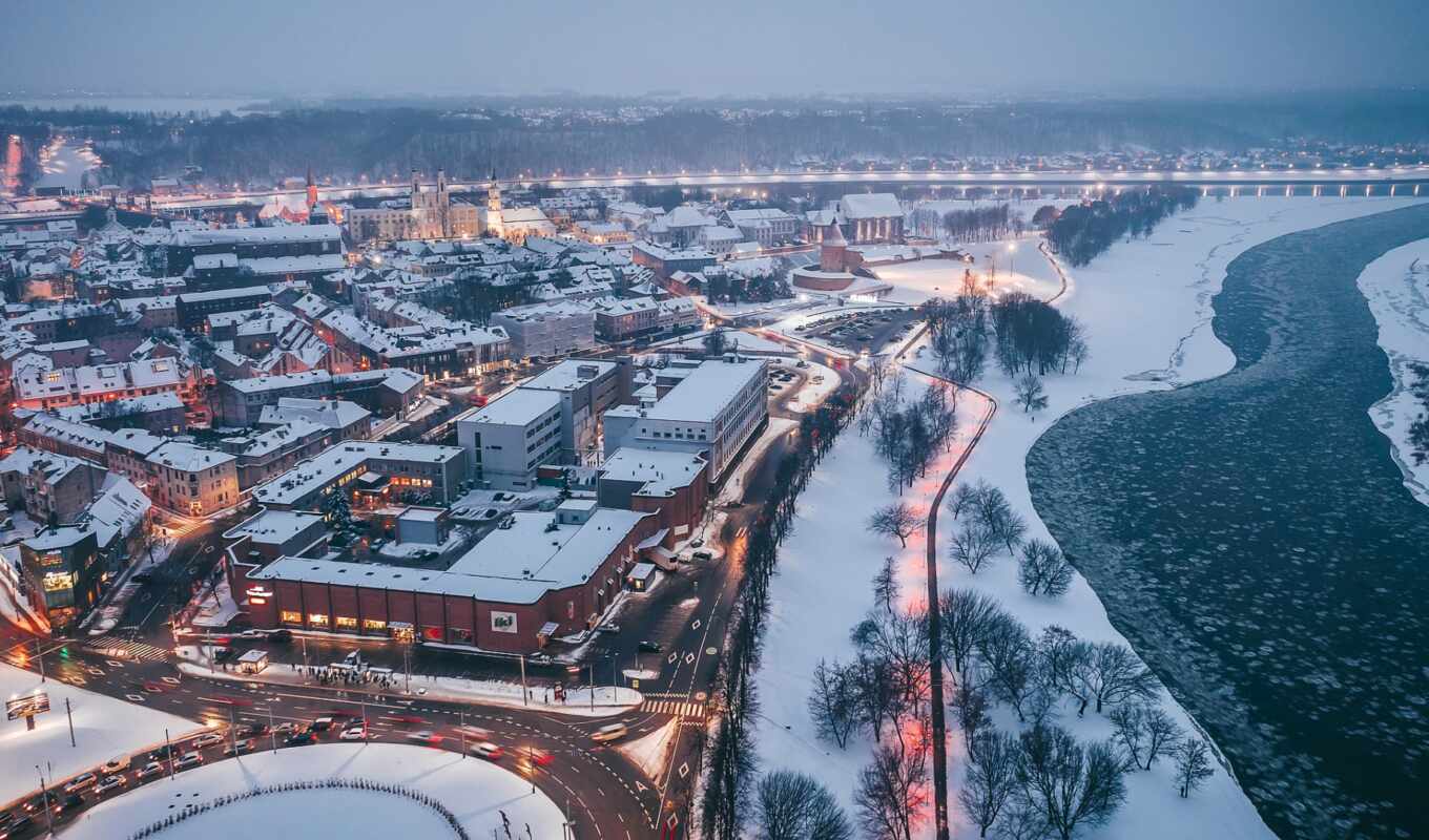 mac, channel, vista, superior, navigation, snow, winter, Kaunas, atardec, Lithuania