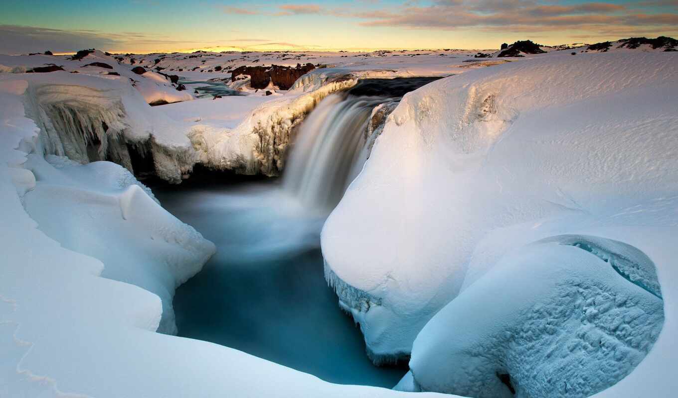 water, snow, landscape, long, exposure