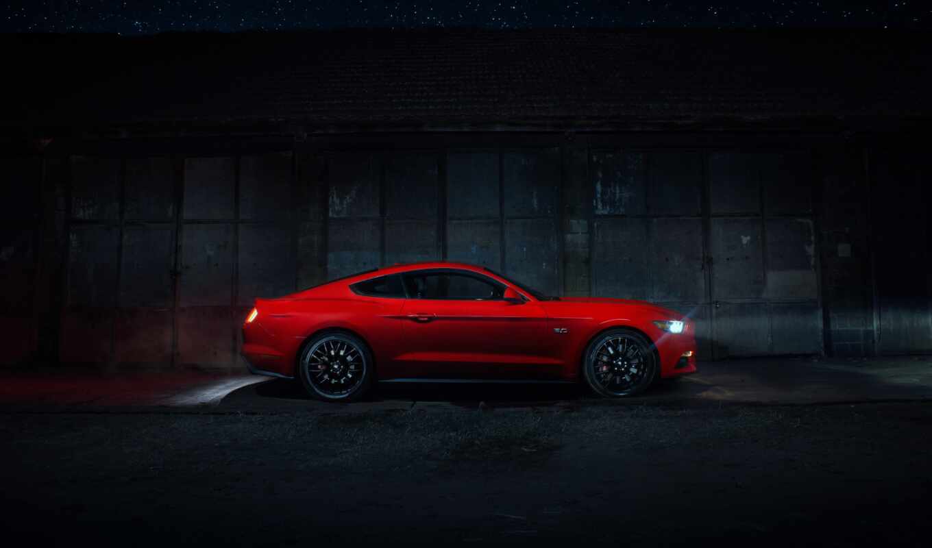взгляд, red, car, ford, mustang, side