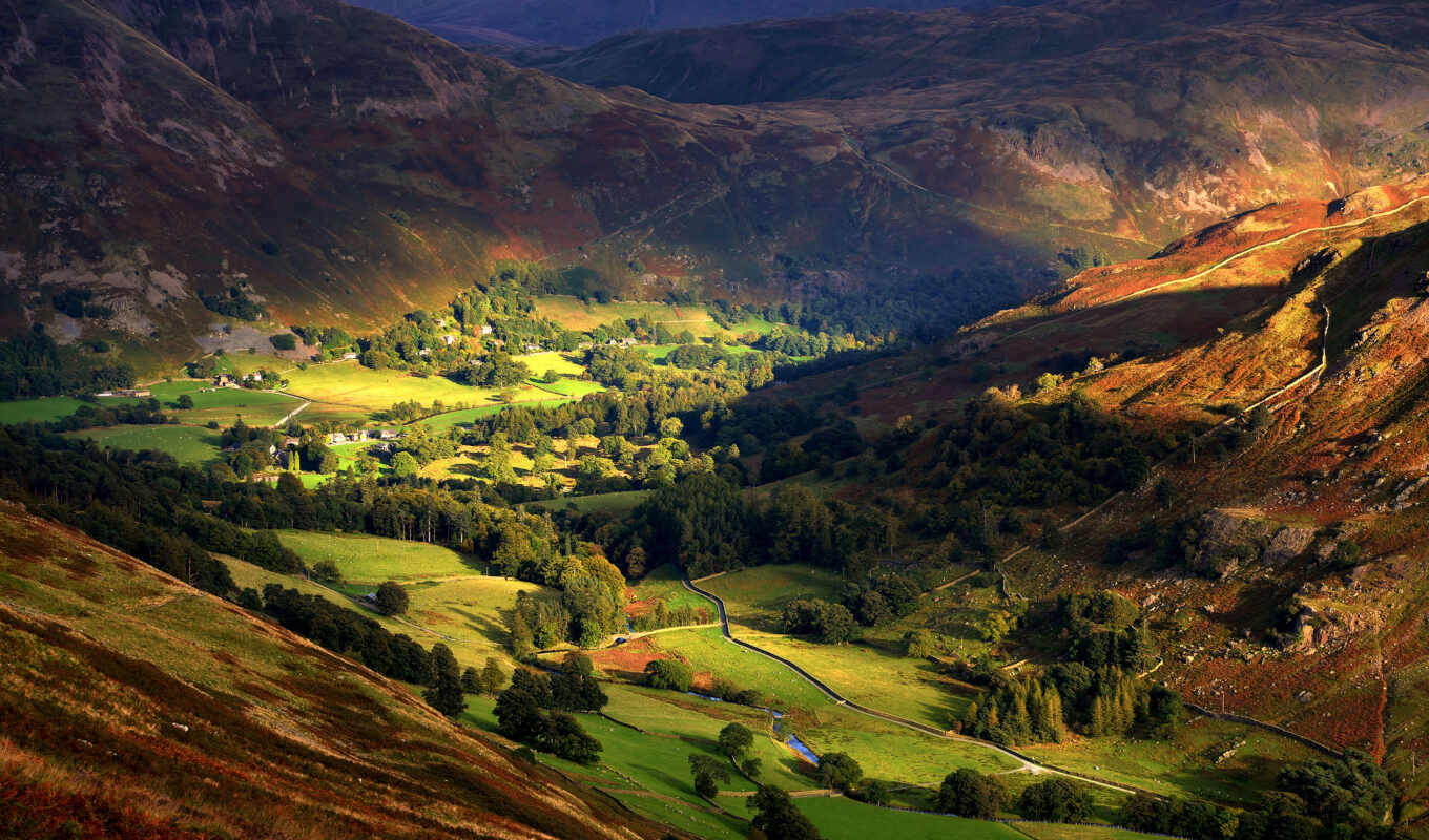 tree, mountain, pic, autumn, uk, village, valley