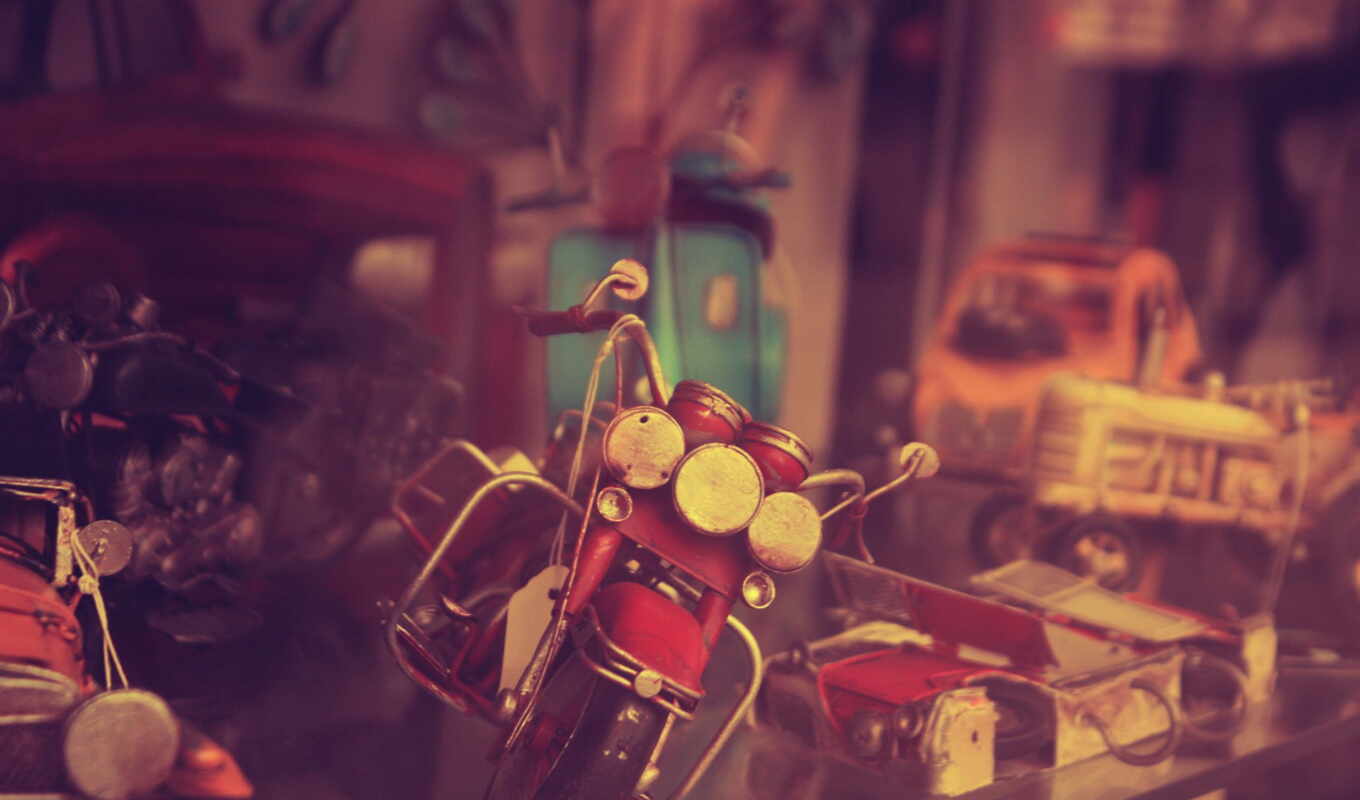ретро, мотоцикл, красный