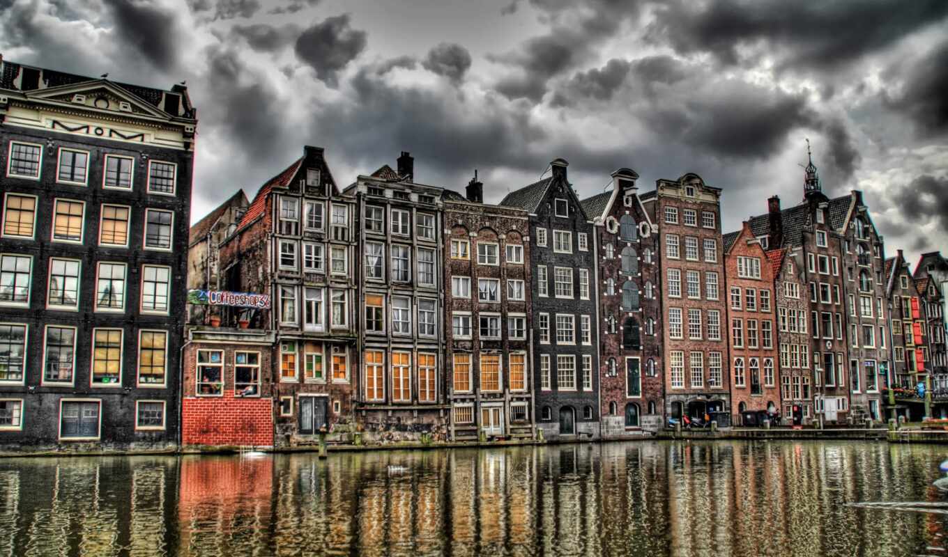 amsterdam, priroda, амстердаме, kanal, нидерланды