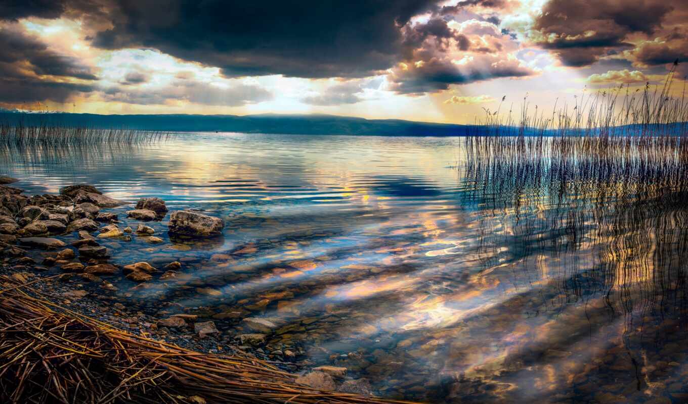 озеро, природа, камень, фотографий, macedonia, oblaka, everything, ohrid