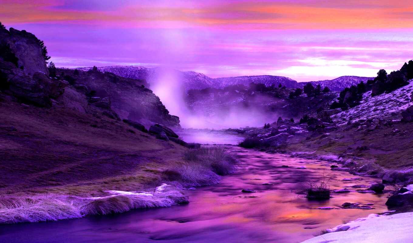 purple, река, долина