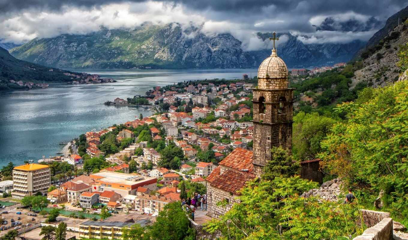 облако, альпы, bay, town, fortress, montenegro, котор, dinaric