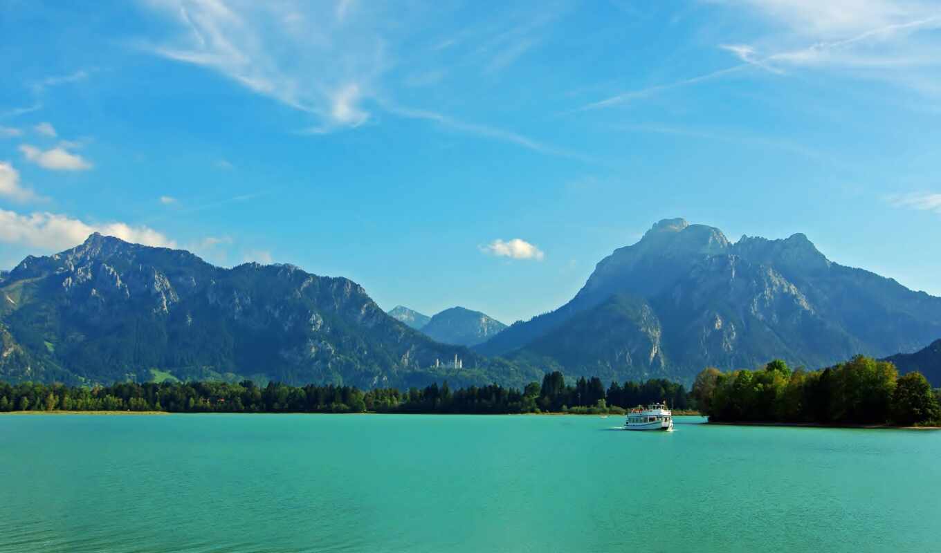 nature, sky, picture, landscape, Germany, river, scenery, mountains, rivers, bavaria