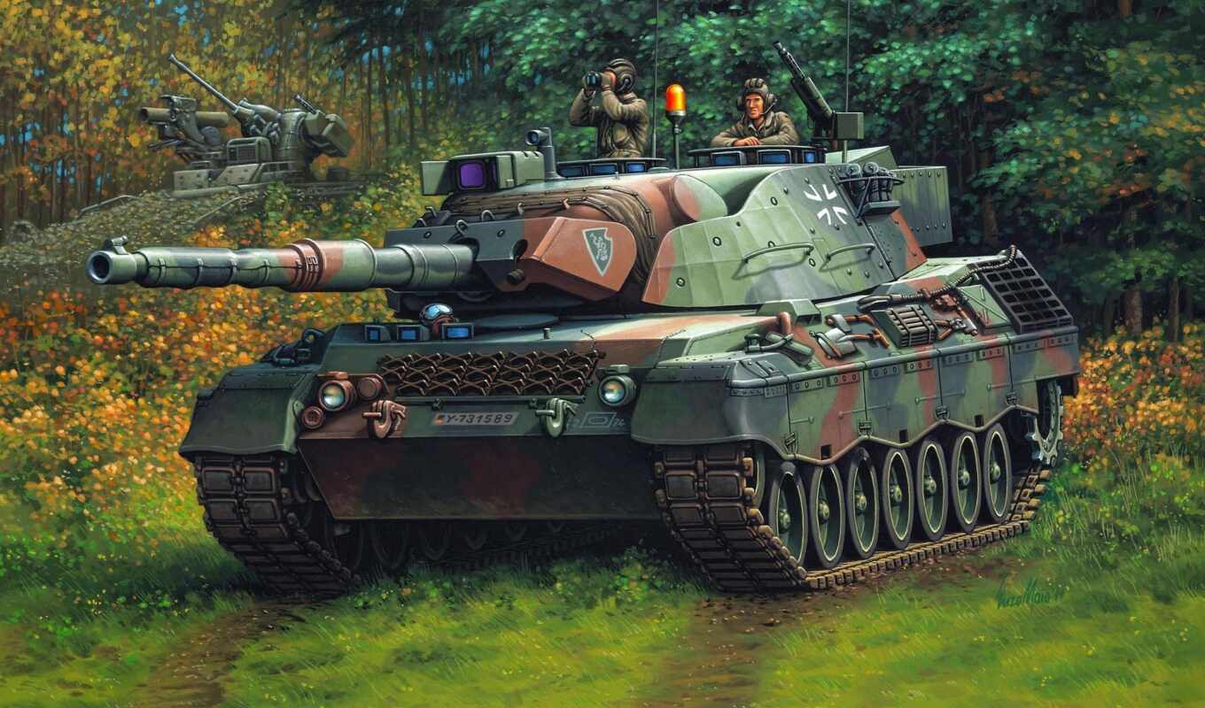 тематика, леопард, танк, drawing, germanii, bundeswehr