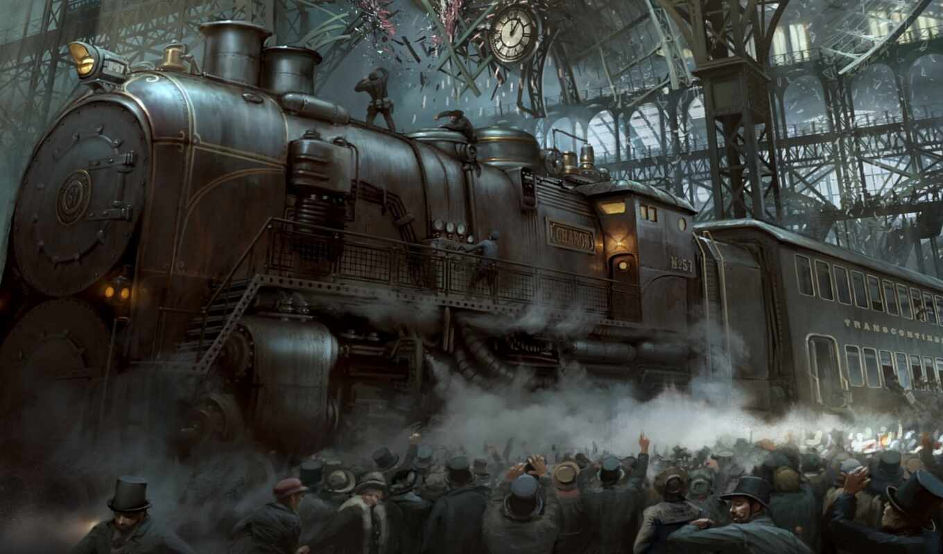 a train, steampunk