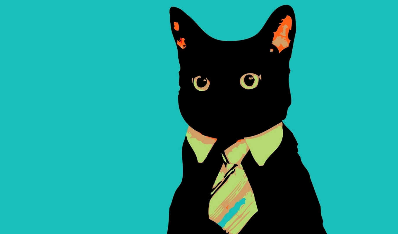кот, business, смотрит, cats, минимализм, галстук