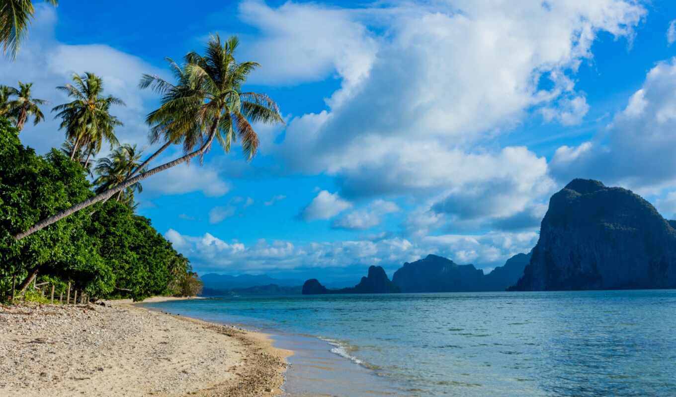 природа, небо, гора, пляж, море, песок, scenery, philippines, palawan