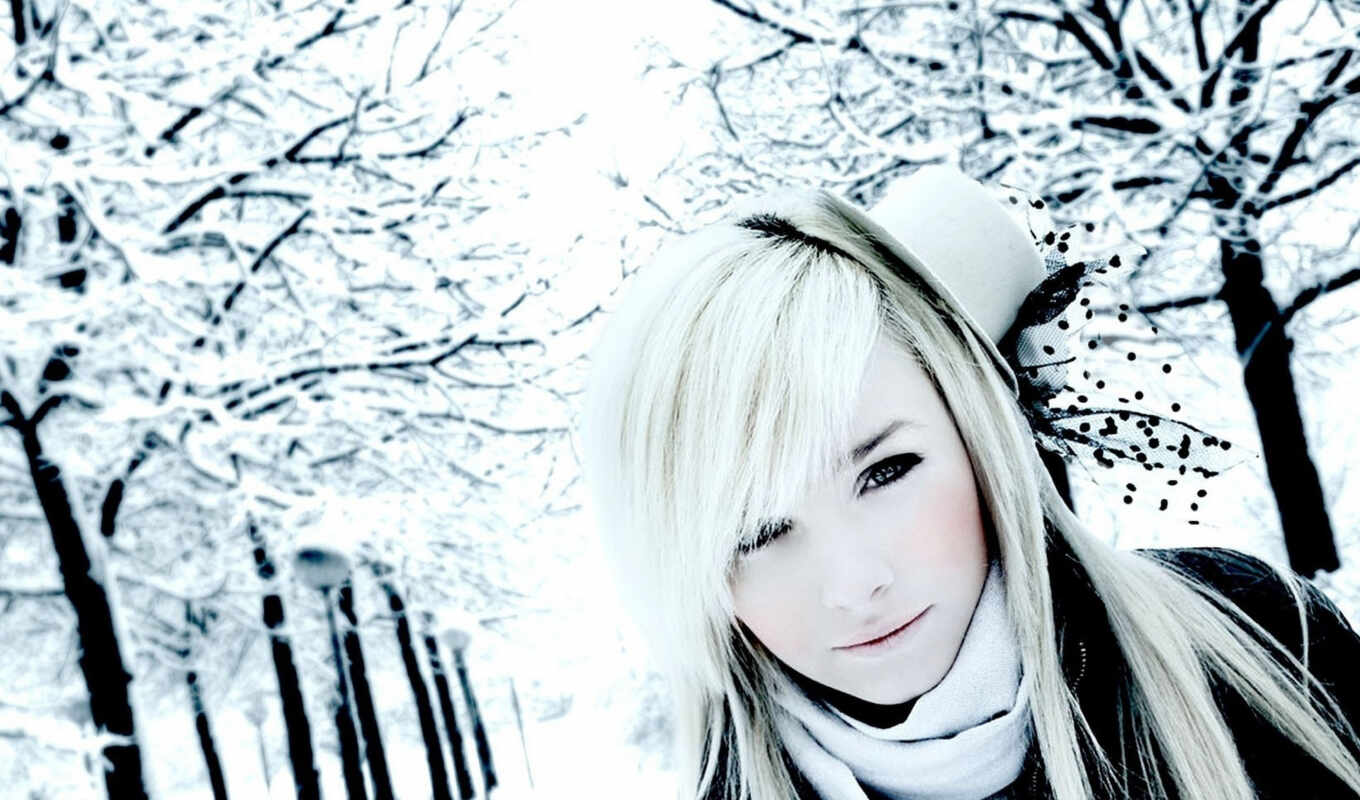 девушка, красивых, снег, winter, blonde, девушек, trees, devushki, блондинки, зимой