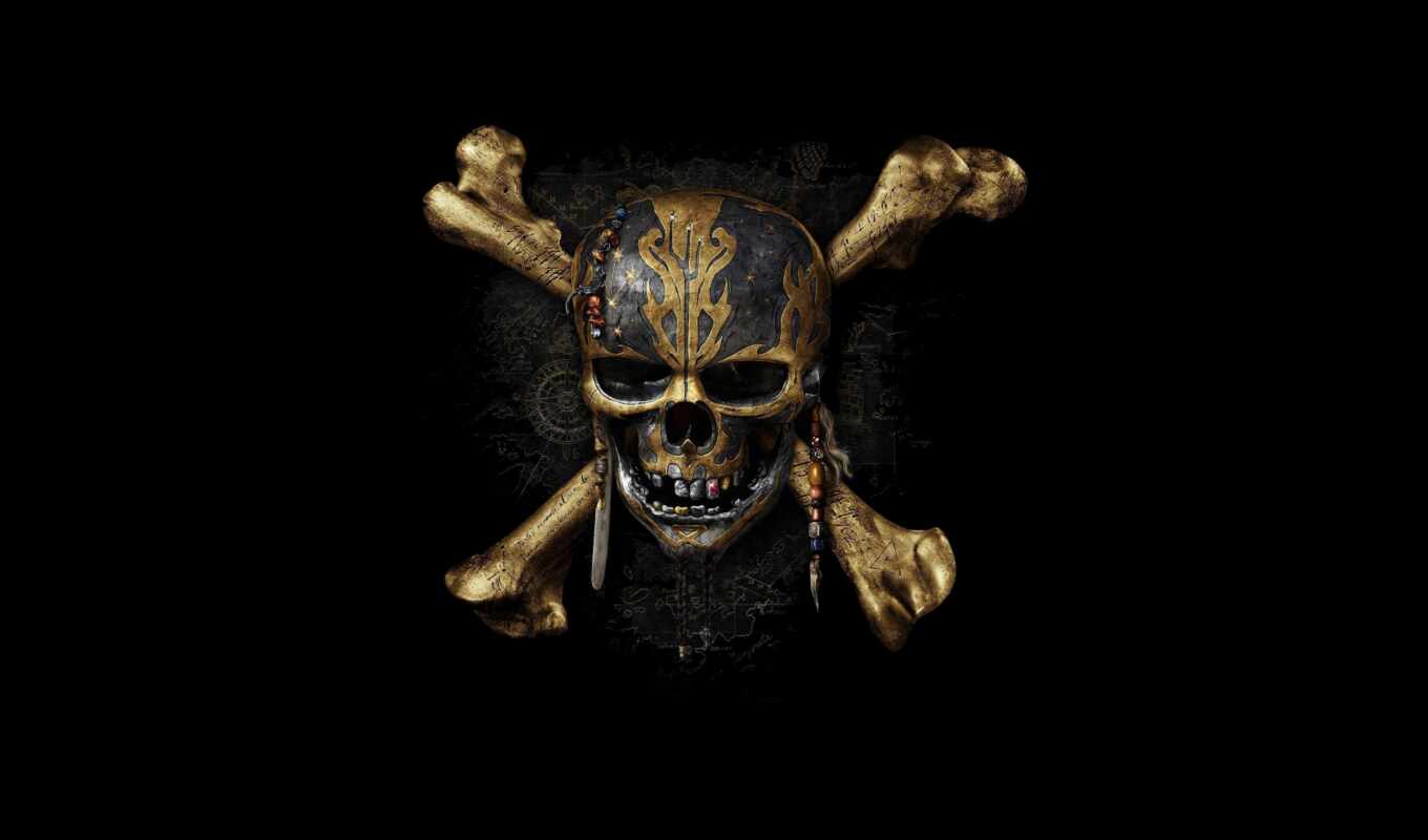 череп, кости, моря, карибского, пираты