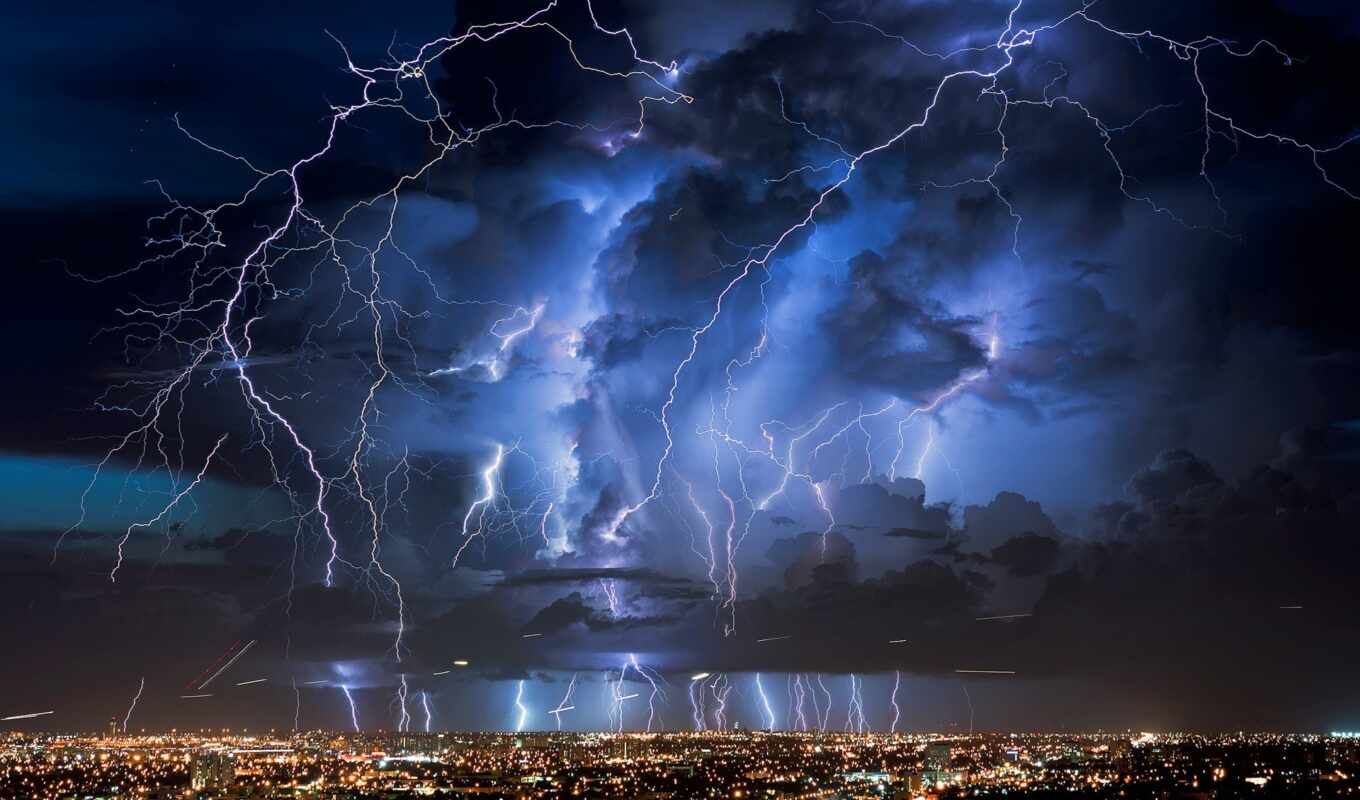 природа, буря, lightning, strong, funart