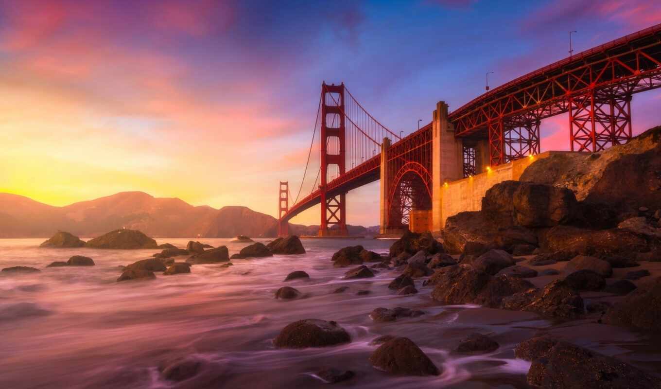 мост, san, francisco, сша, california, площадь, золотистый, gate, park, national, rook