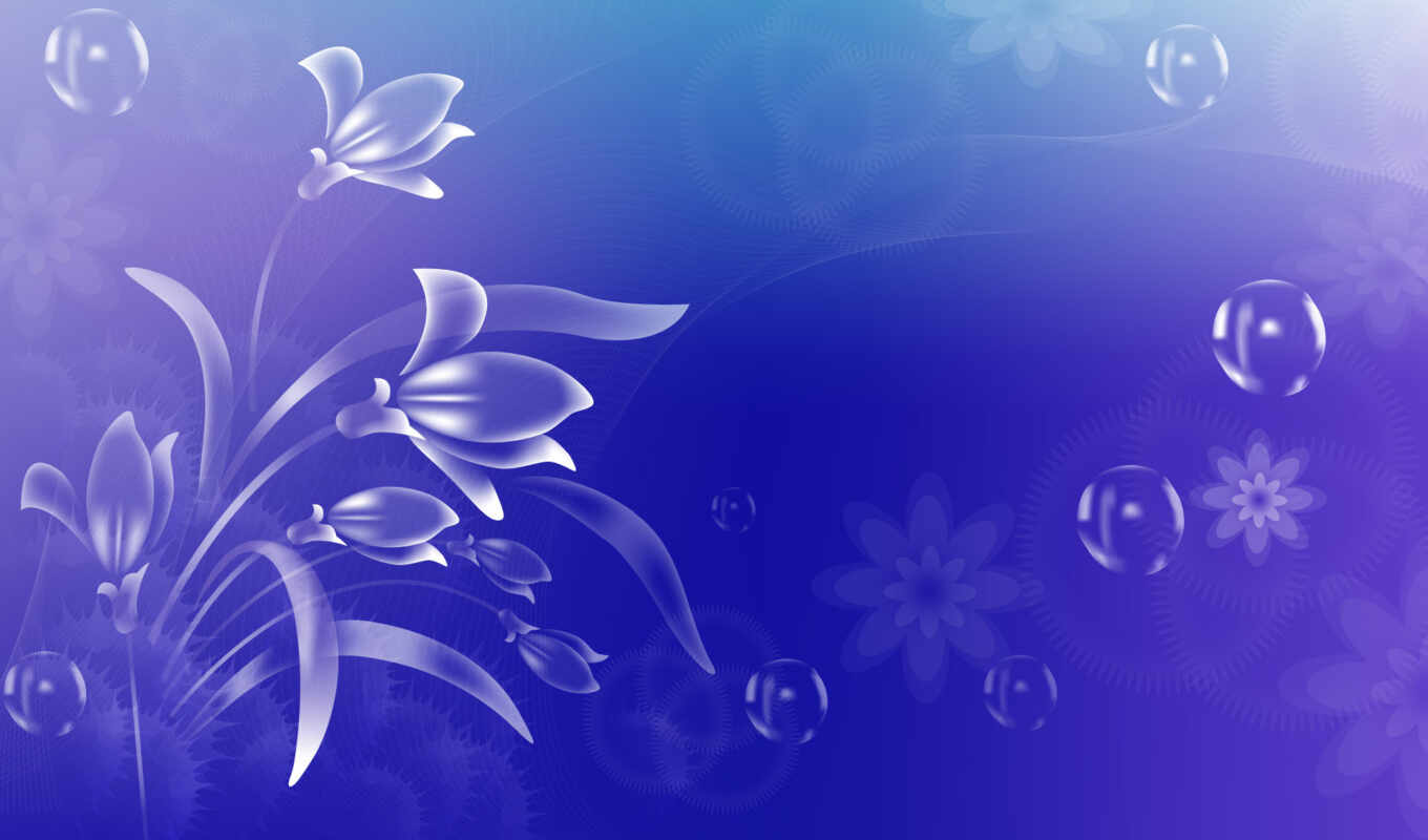 art, desktop, free, background, фоне, flowers, цветочки, вектор, голубом, пузырики