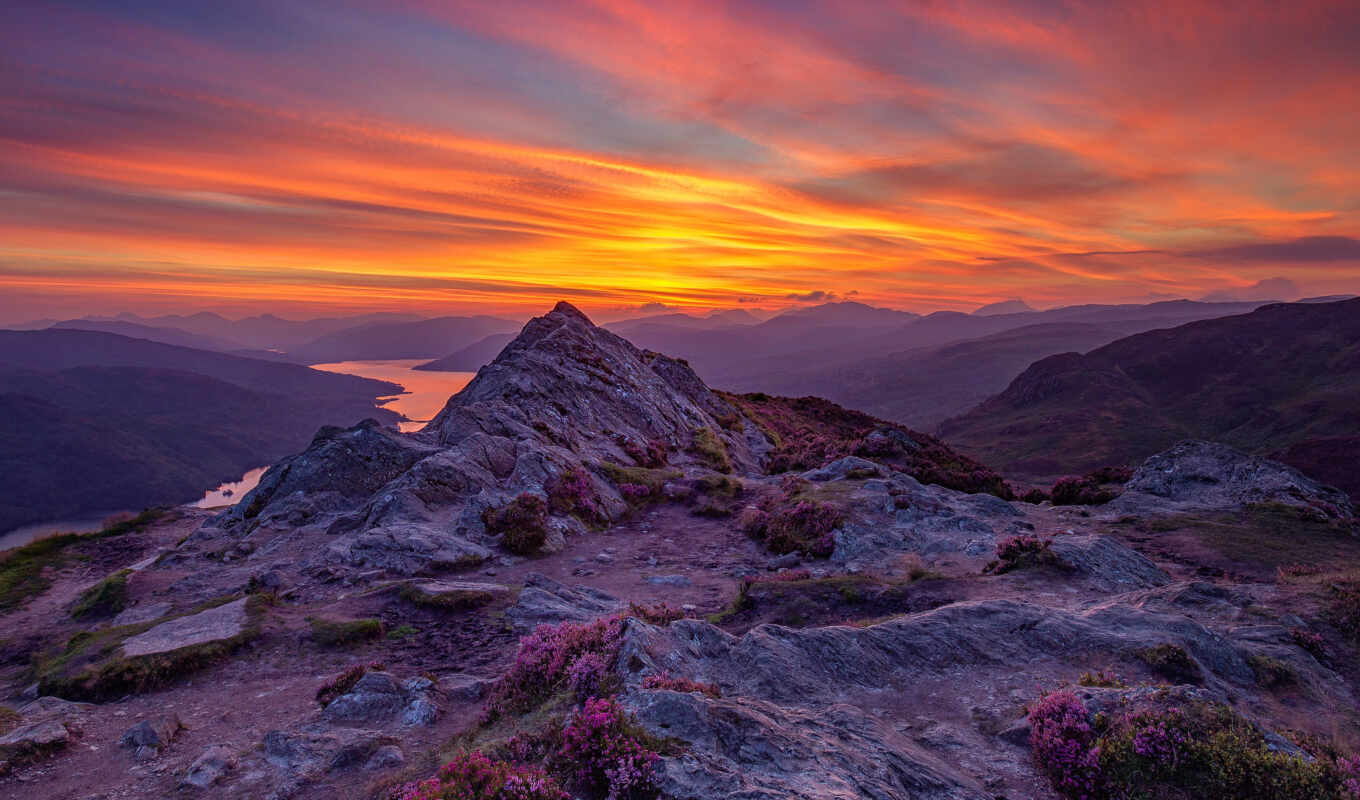 sky, sunset, mountain, scenery, Scotland, mount