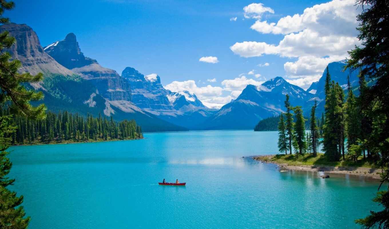 озеро, природа, фон, дерево, гора, landscape, канада, crystal, national, clear, jasper