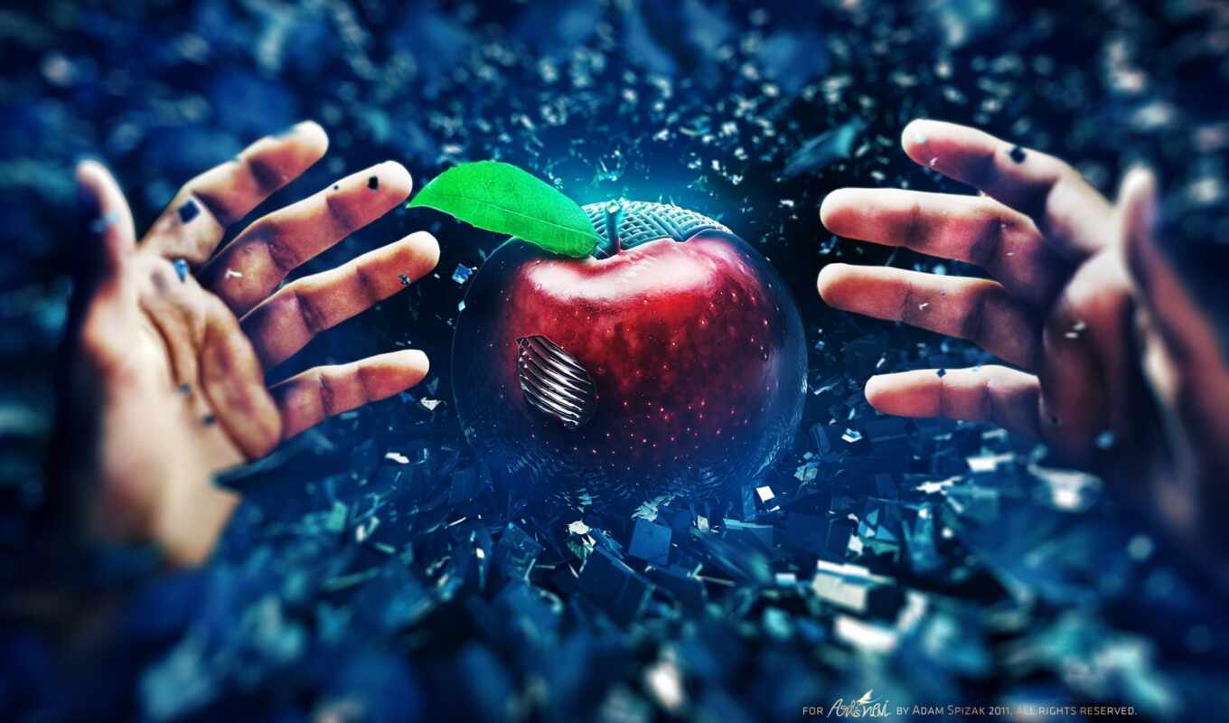 art, apple, рука, digital, adam, seed, пытаясь, spizak