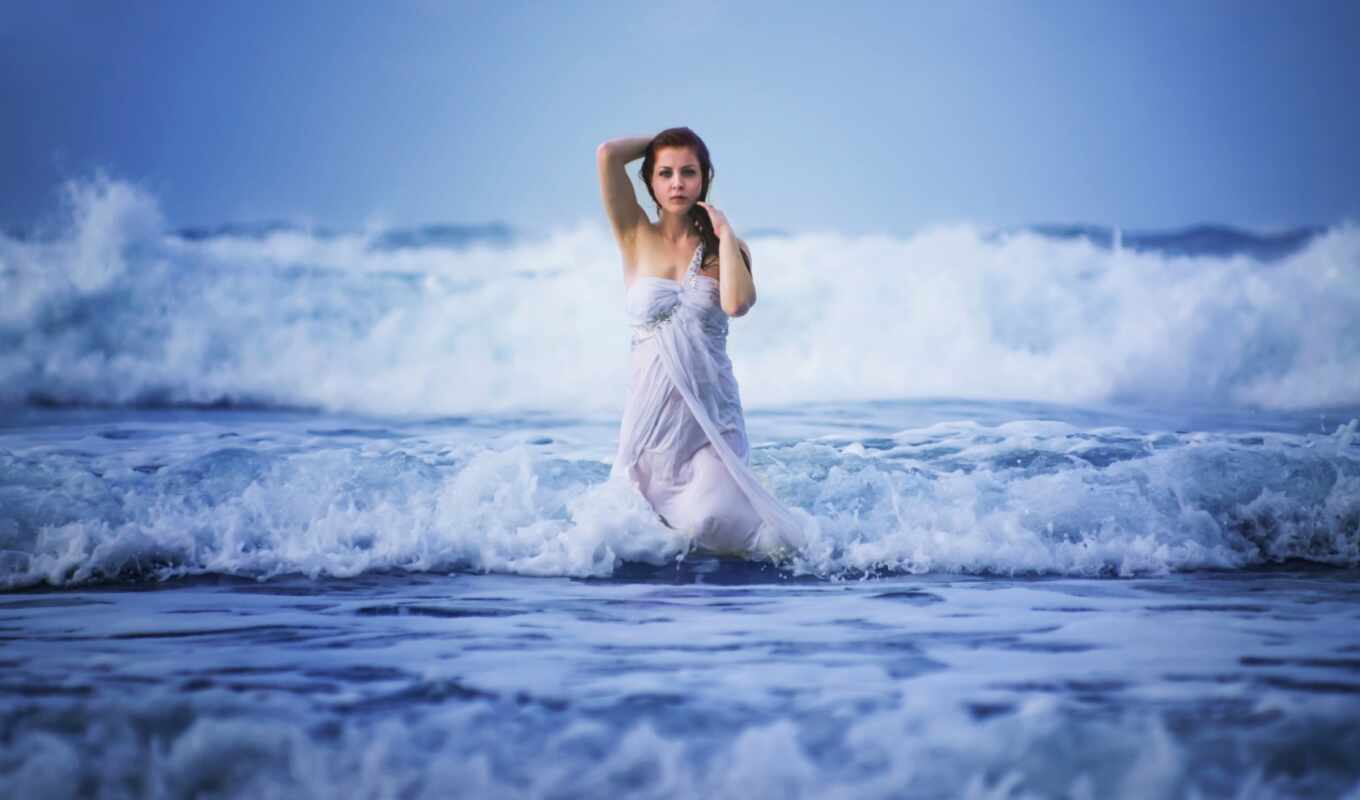 девушка, девушек, море, фотосессия, ocean, воде, waves
