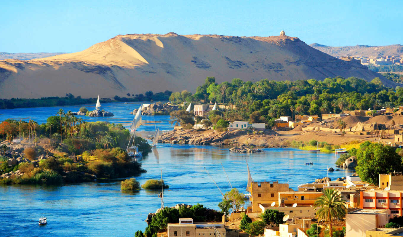 sky, city, mountain, sea, coast, river, the bay, reservoir, tourism, neil, azure, natural landscape, Aswan, Luxor, cairo