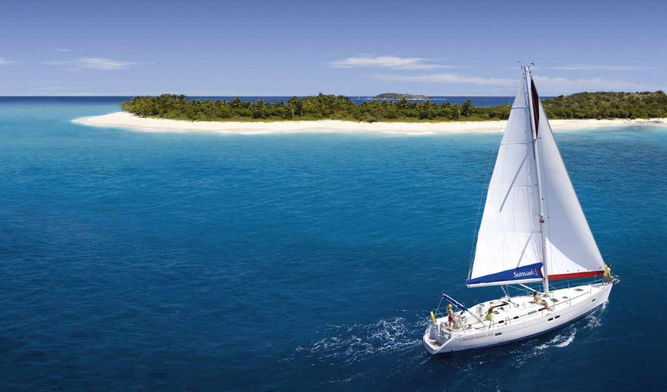 sea, island, yacht, sail