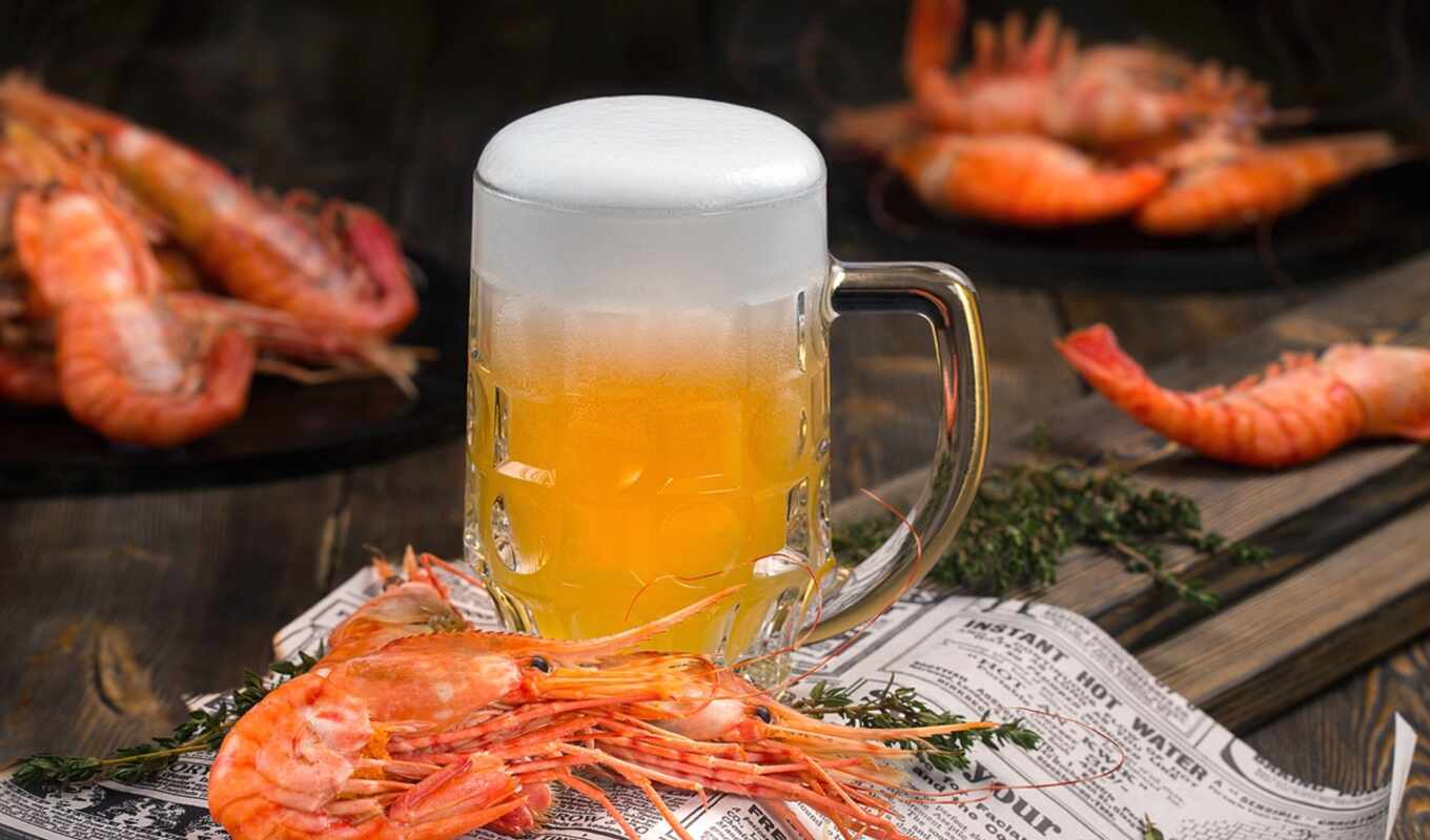 glass, bir, пиво, служить, shrimp, gela, udang