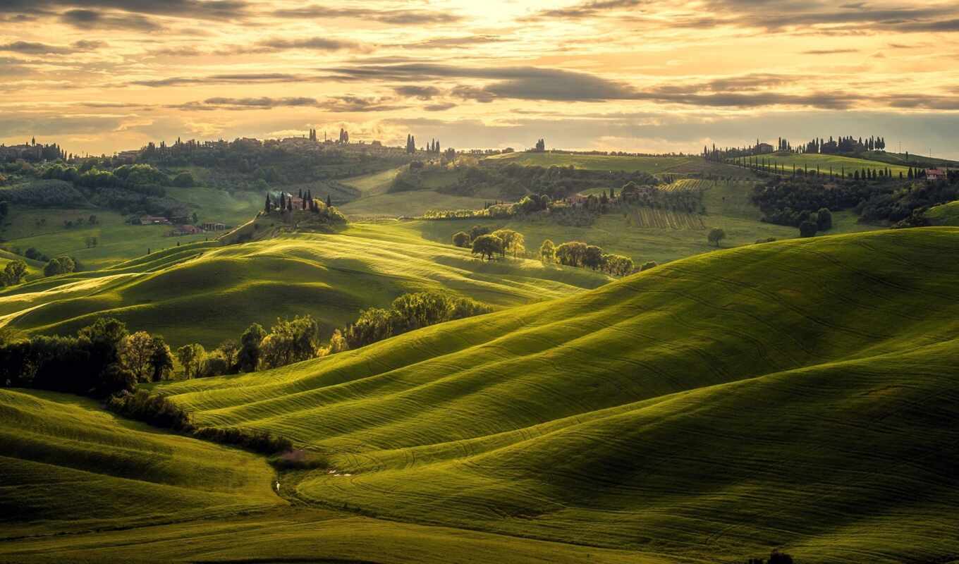 природа, landscape, hill, italy, tuscany