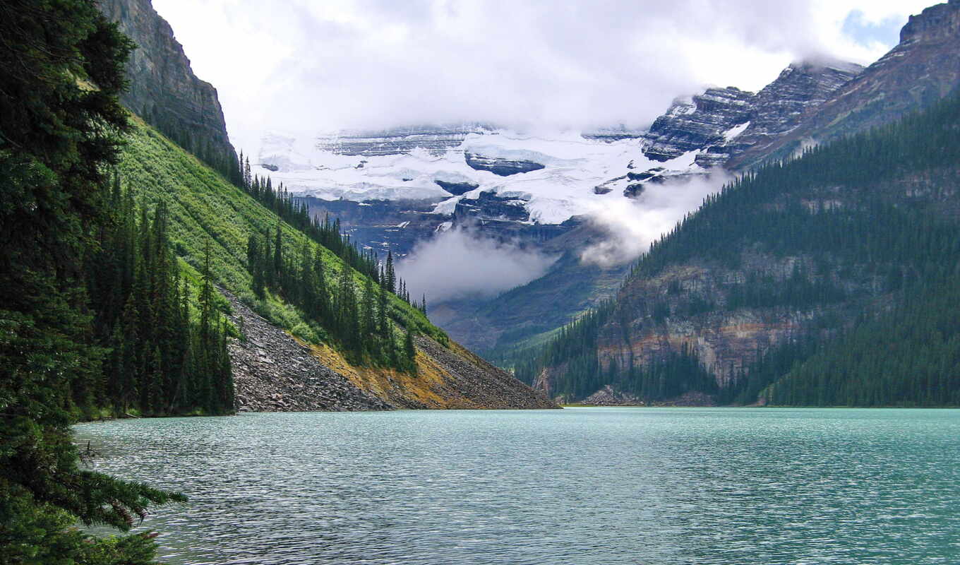 озеро, desktop, louise, see, канада, альберта, park, national, banff