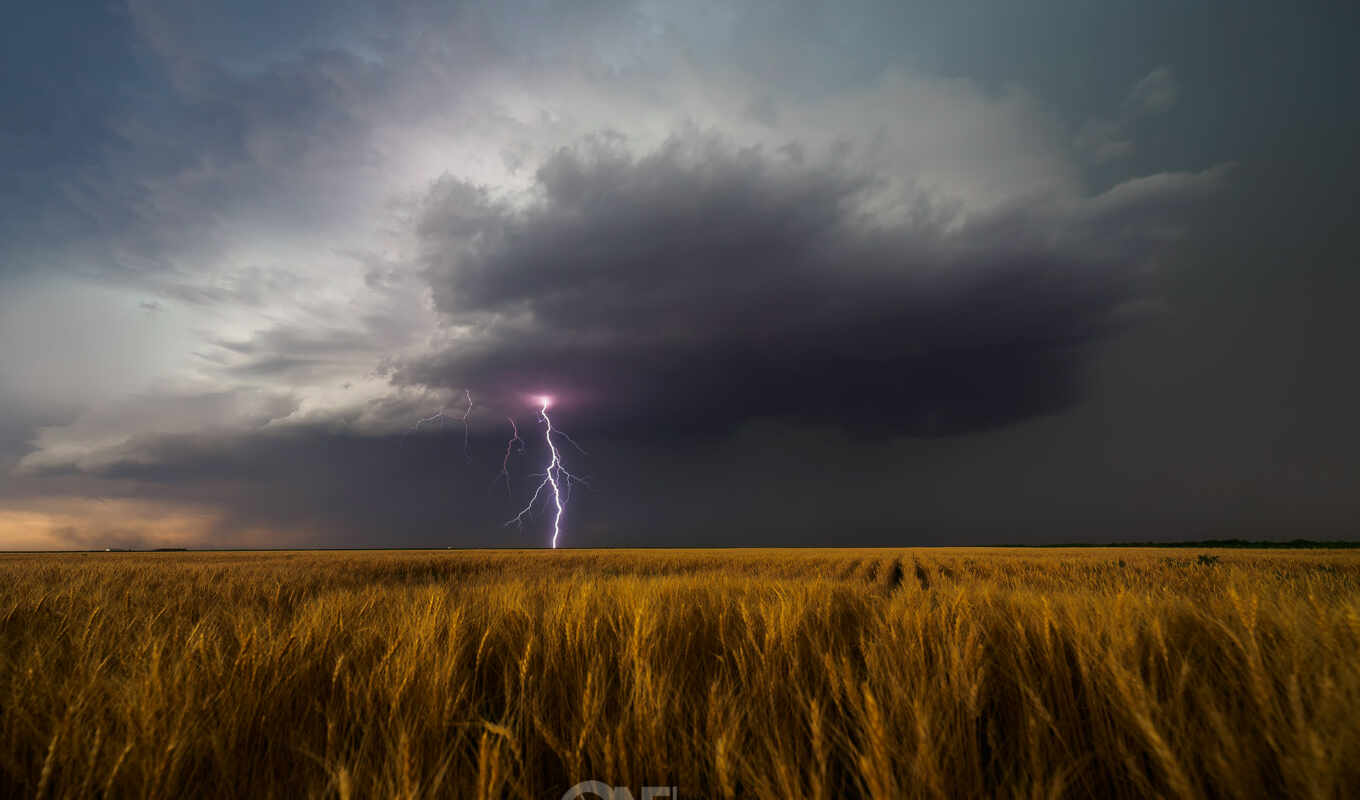 буря, поле, usa, lightning, clouds, kansas, leoti, вращающийся
